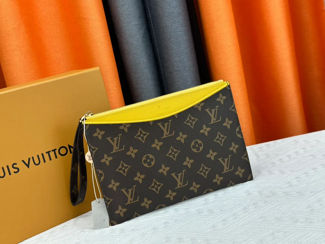 Louis Vuitton Calfskin Wristlet Pouch in Brown · view 2