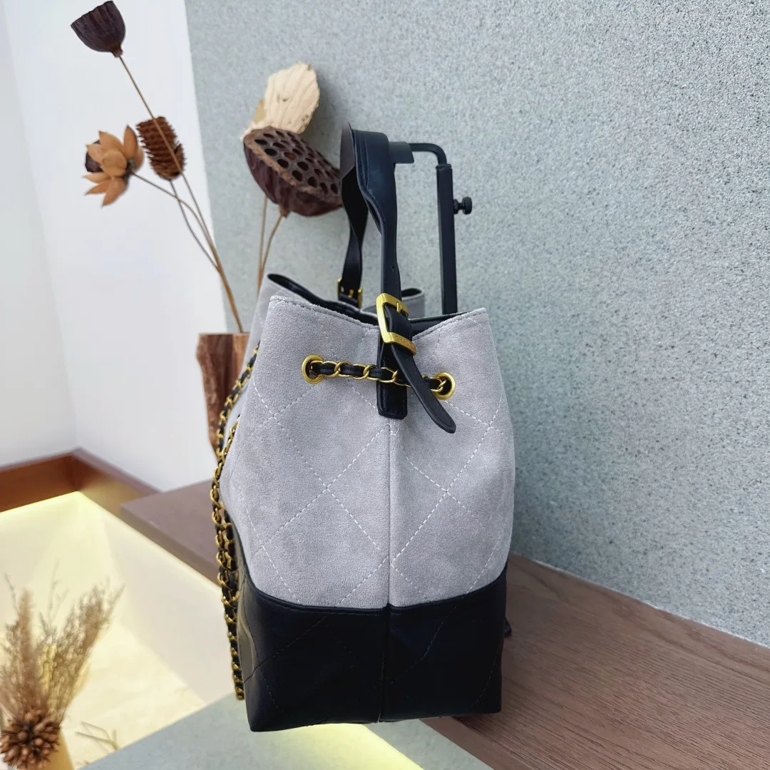 Chanel Chain-Strap Colorblock Tote in Grey & Tan & Blue & Beige · view 5