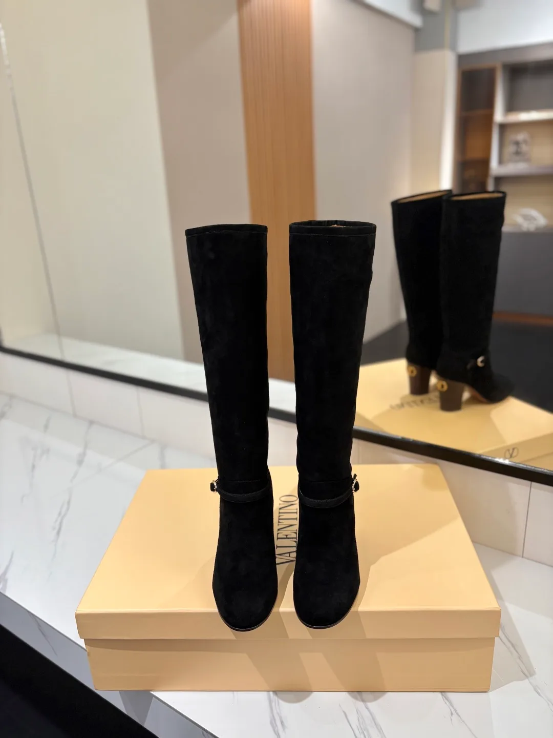 Valentino Calfskin Boots in Black · view 3
