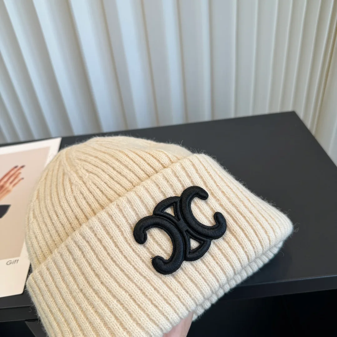 Celine Ribbed Beanie in White · view 5