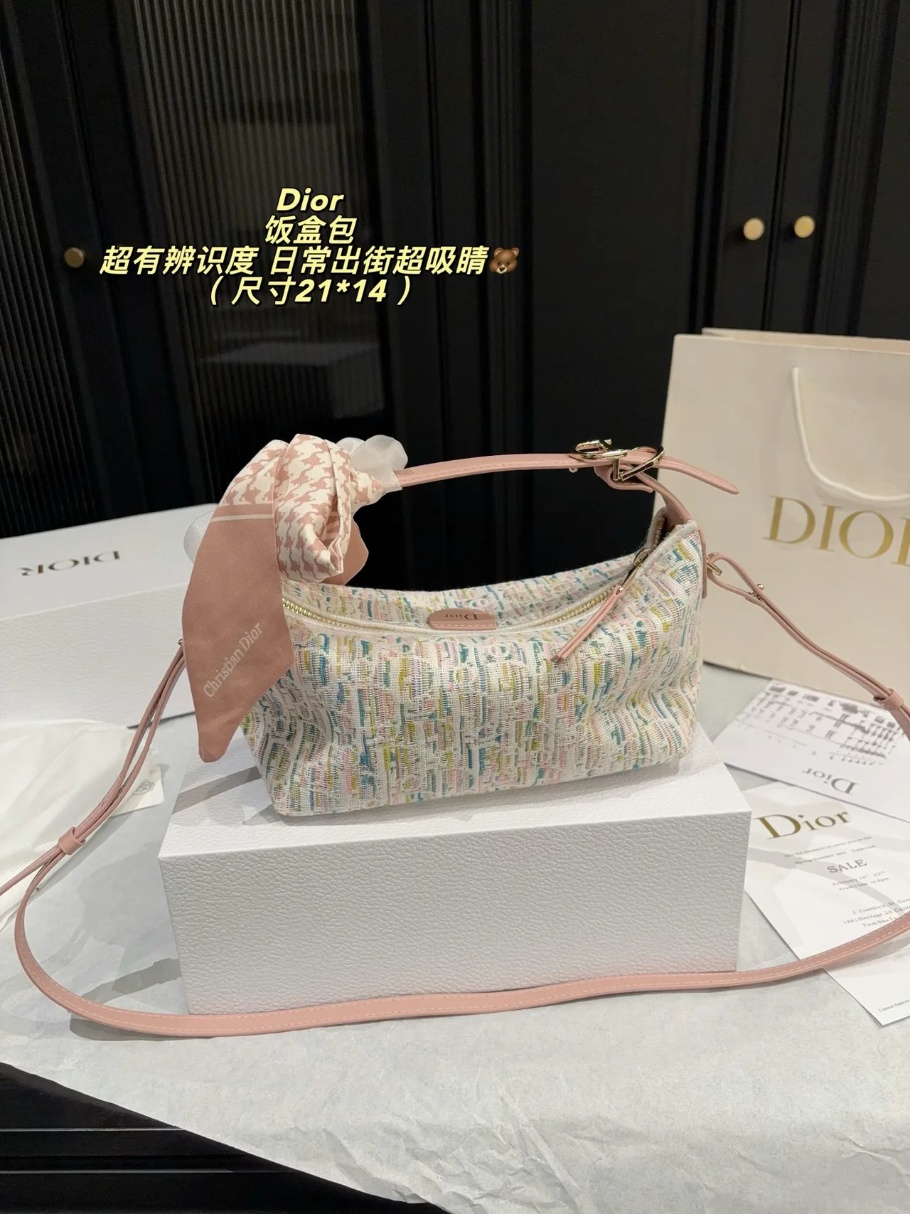 Dior Leather Hobo Bag in White · view 5