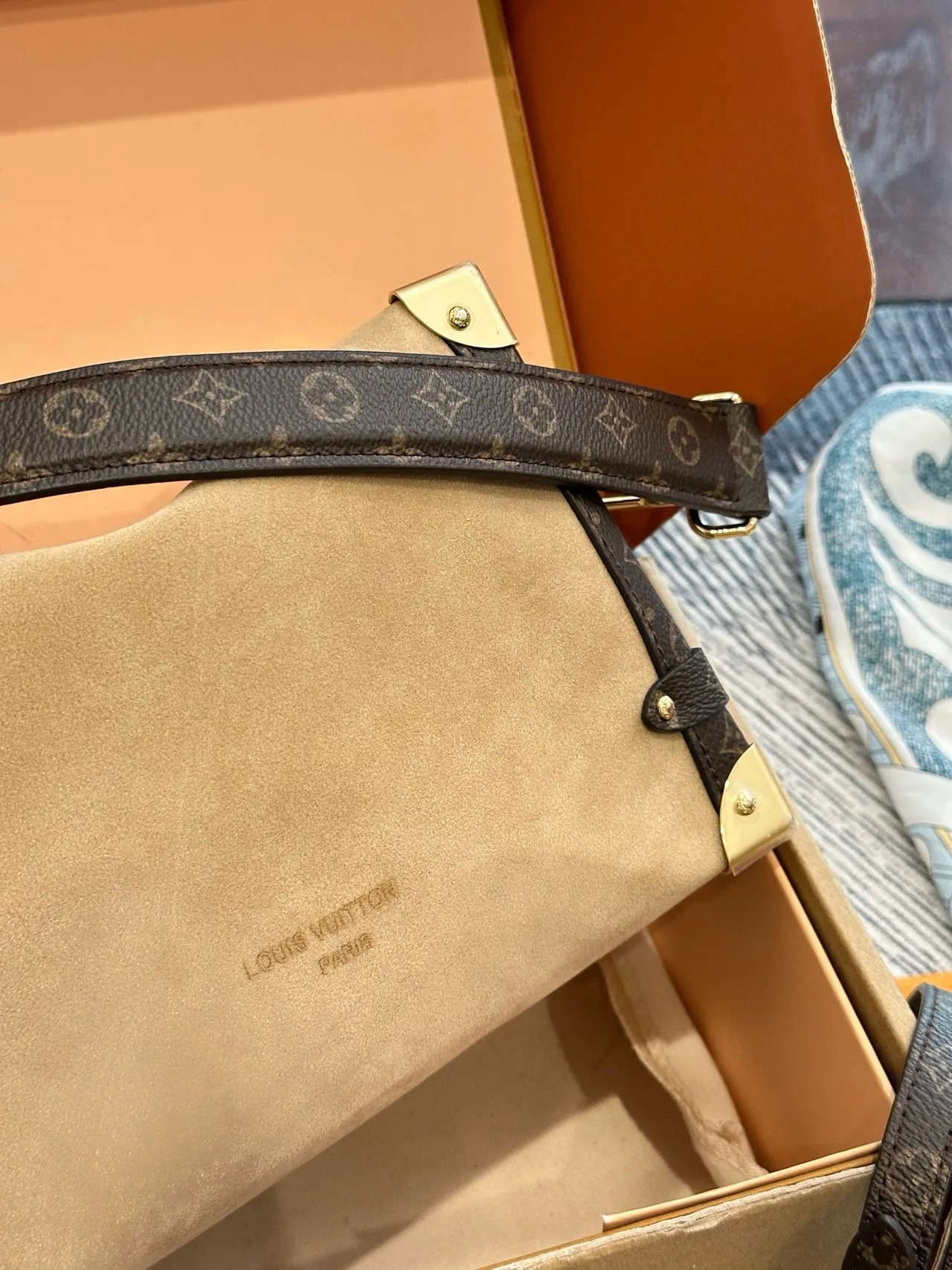 Louis Vuitton Suede Monogram Hobo Bag in Beige · view 7