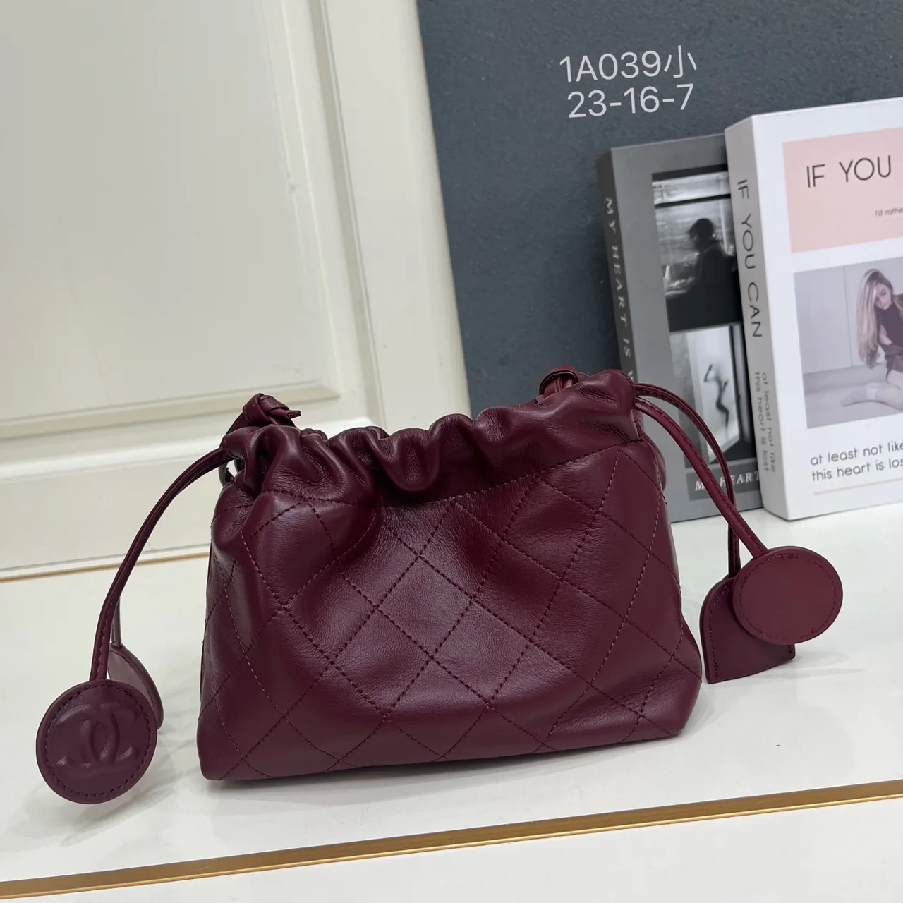 Chanel Quilted Crossbody Bag in Burgundy · view 2