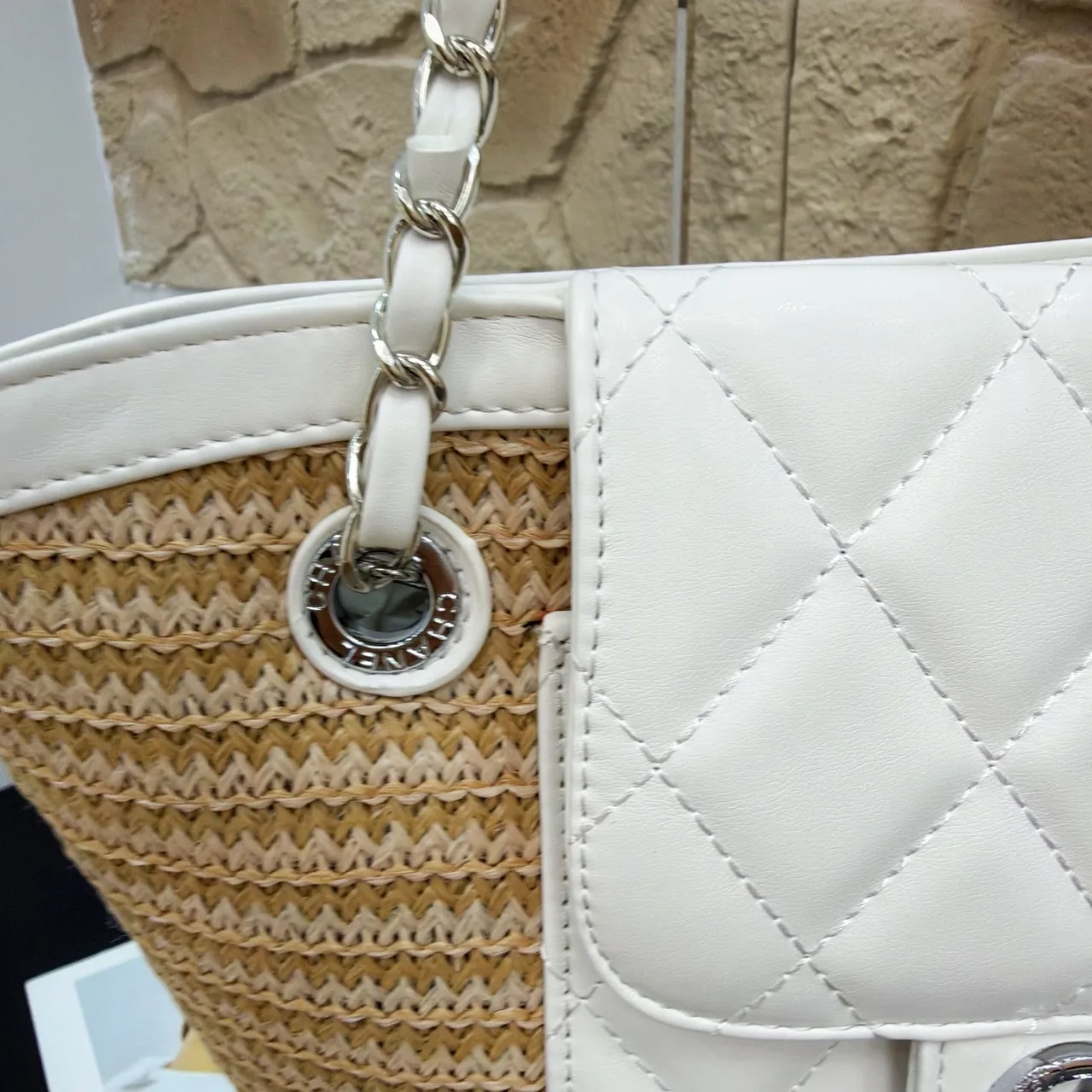 Chanel Woven Chain Tote in Beige · view 7