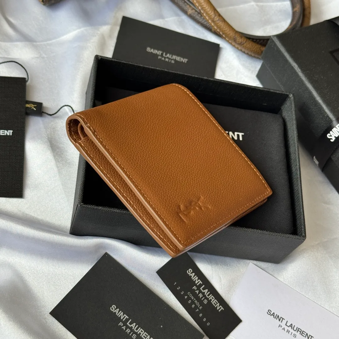 Saint Laurent Smooth Wallet in Tan · view 5