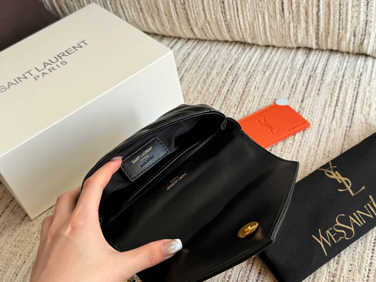 Saint Laurent Quilted Crossbody Bag in Black · view 8