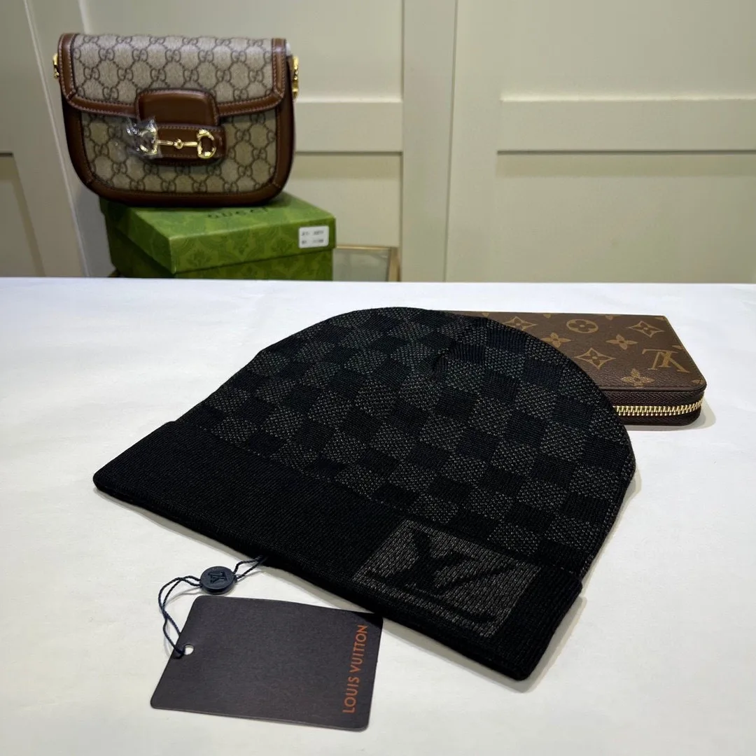 Louis Vuitton Check Beanie in Grey & Black · view 5