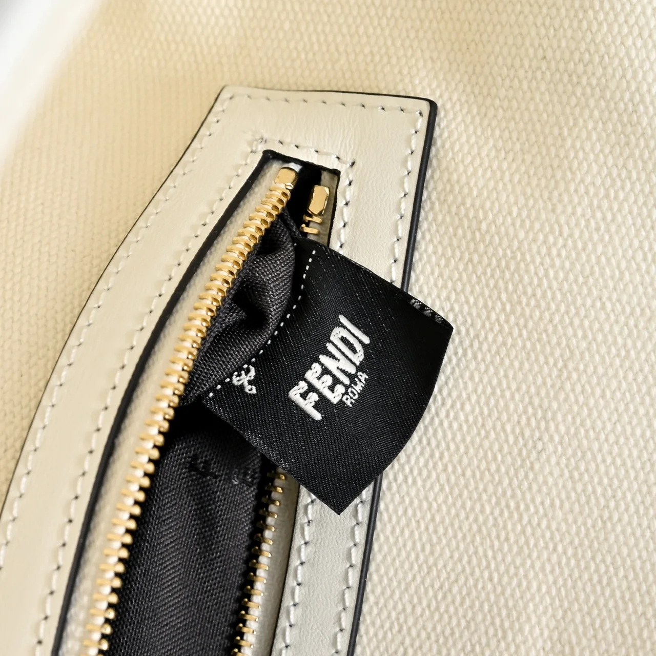 Fendi Canvas FF Monogram Baguette Bag in White · view 7