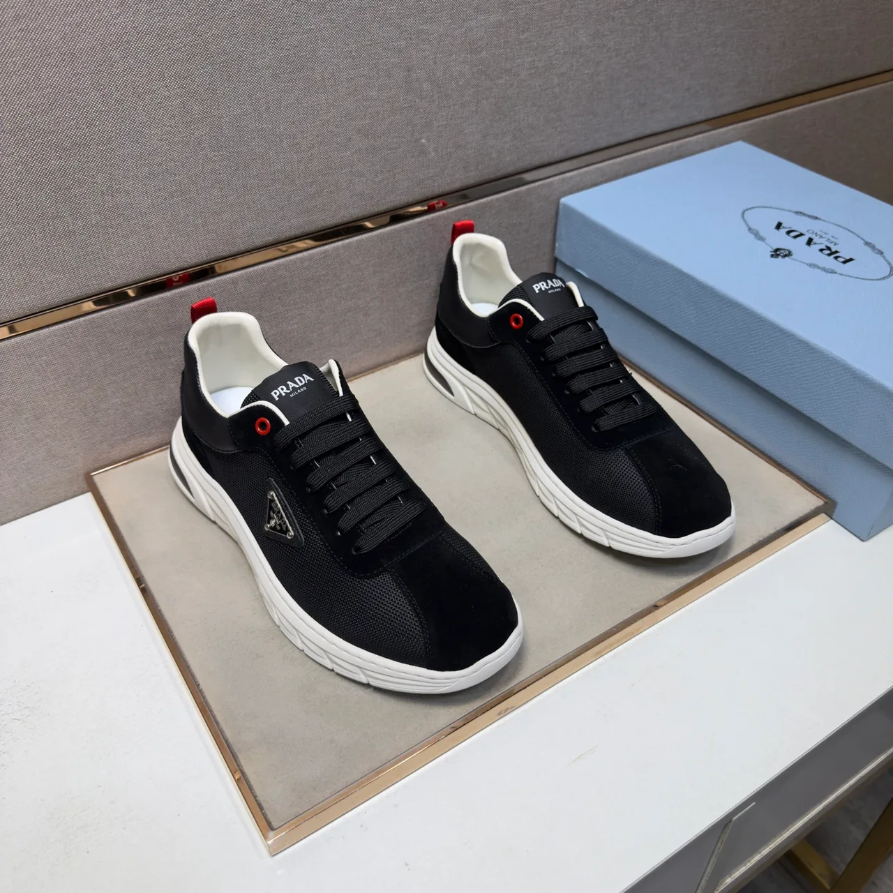 Prada Leather Sneakers in Black · view 1