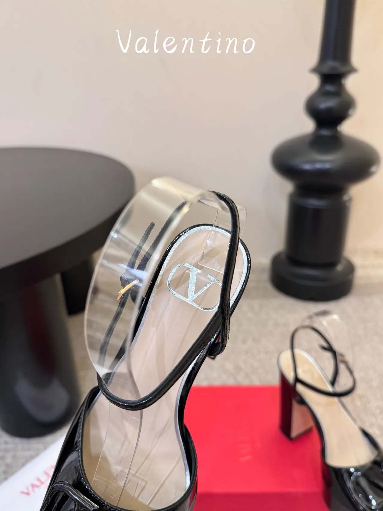 Valentino Patent Leather VLogo Platform Sandals in Black · view 8