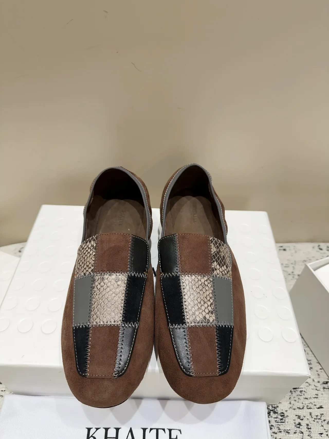 Khaite Sheepskin Round-Toe Loafers in Brown · view 1