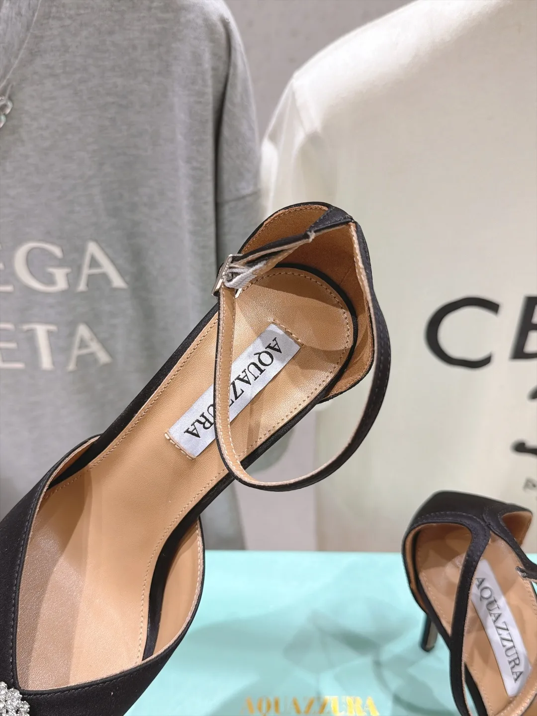 Aquazzura Silk Pointed Slingback Pumps in Black · view 8