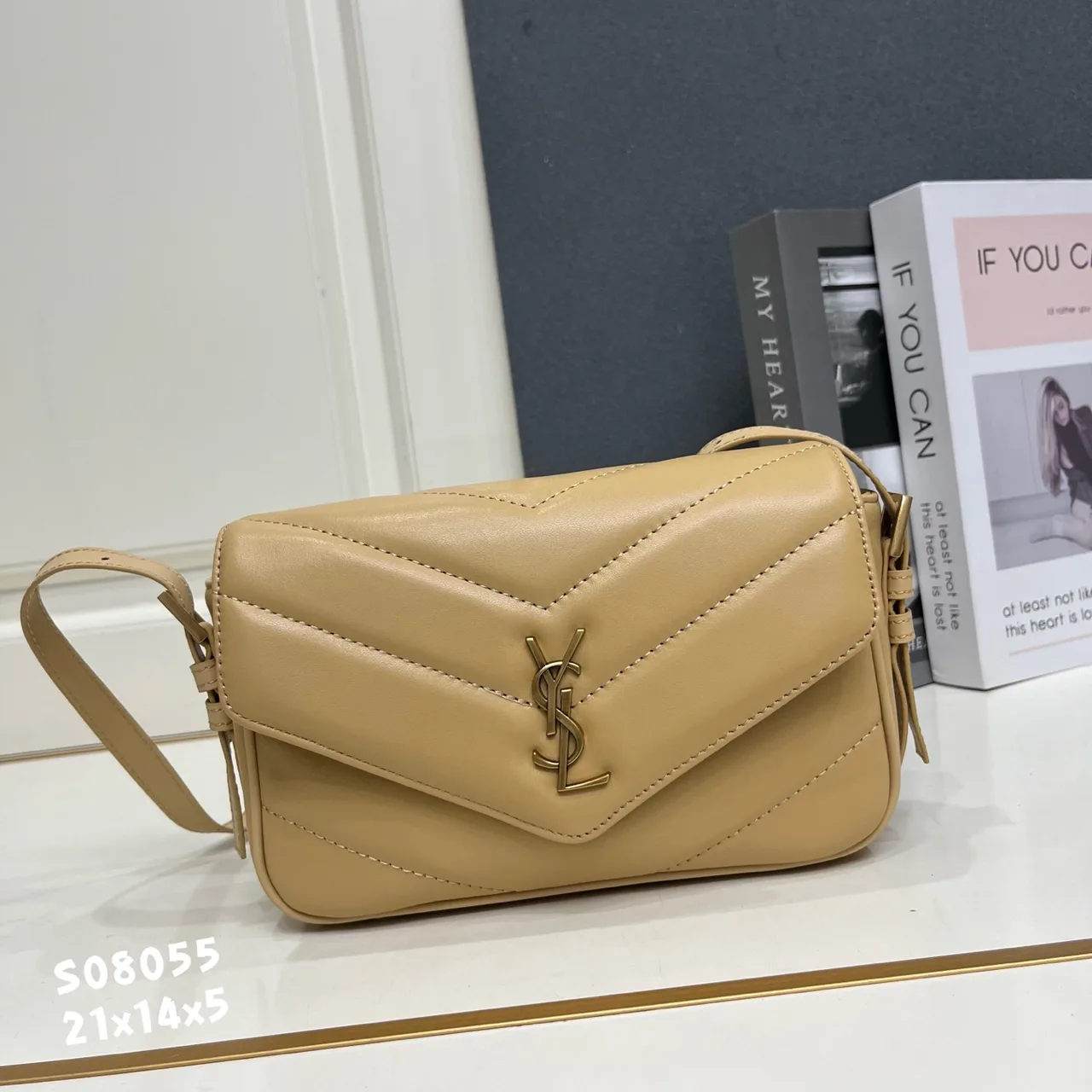 Saint Laurent Sheepskin Quilted Handbag in Beige · view 1
