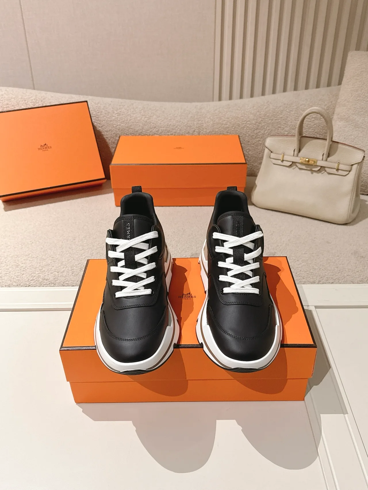 Hermes Calfskin Sneakers in Black · view 1