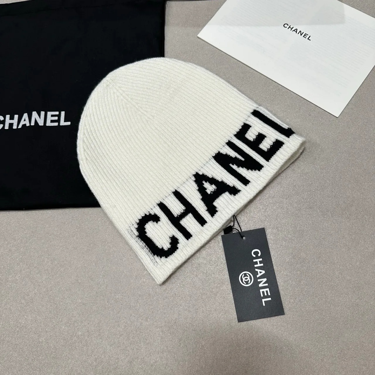 Chanel Letter Beanie in Black & White · view 3