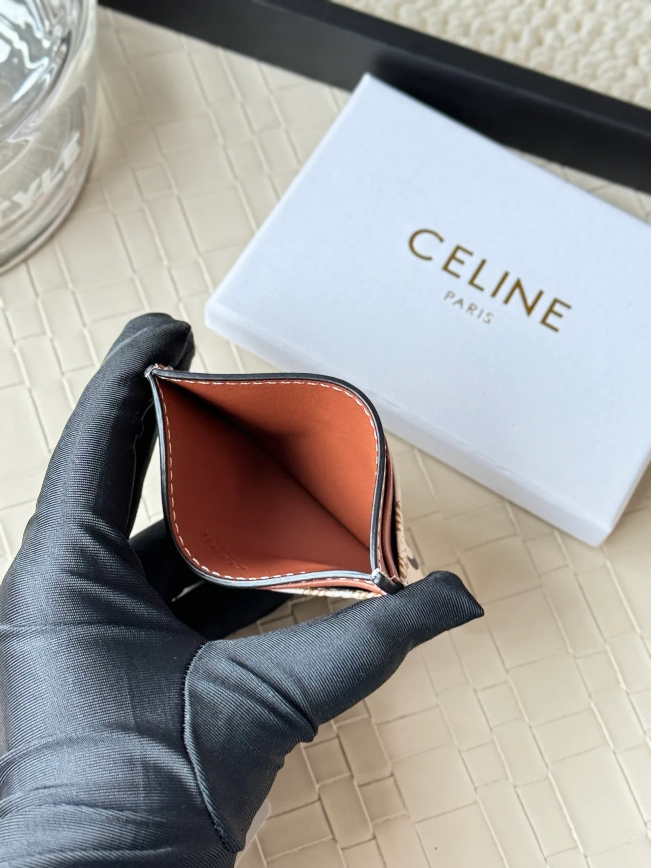 Celine Zip Cardholder in White · view 5