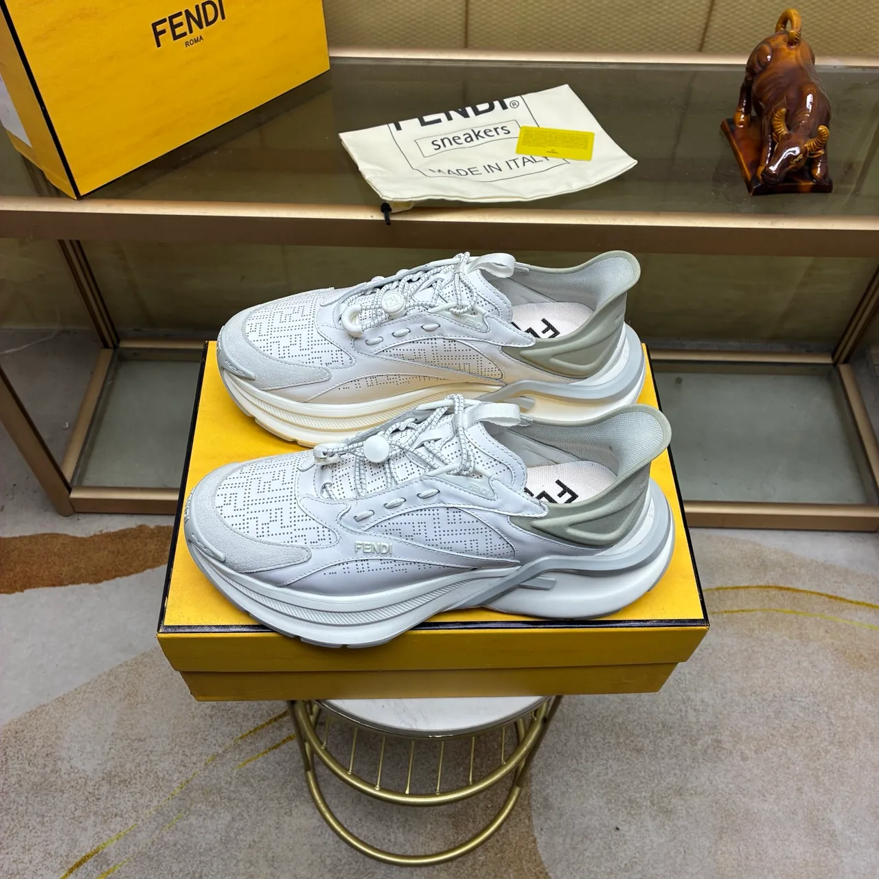Fendi FF-Panel Sneakers in Black & White · view 3