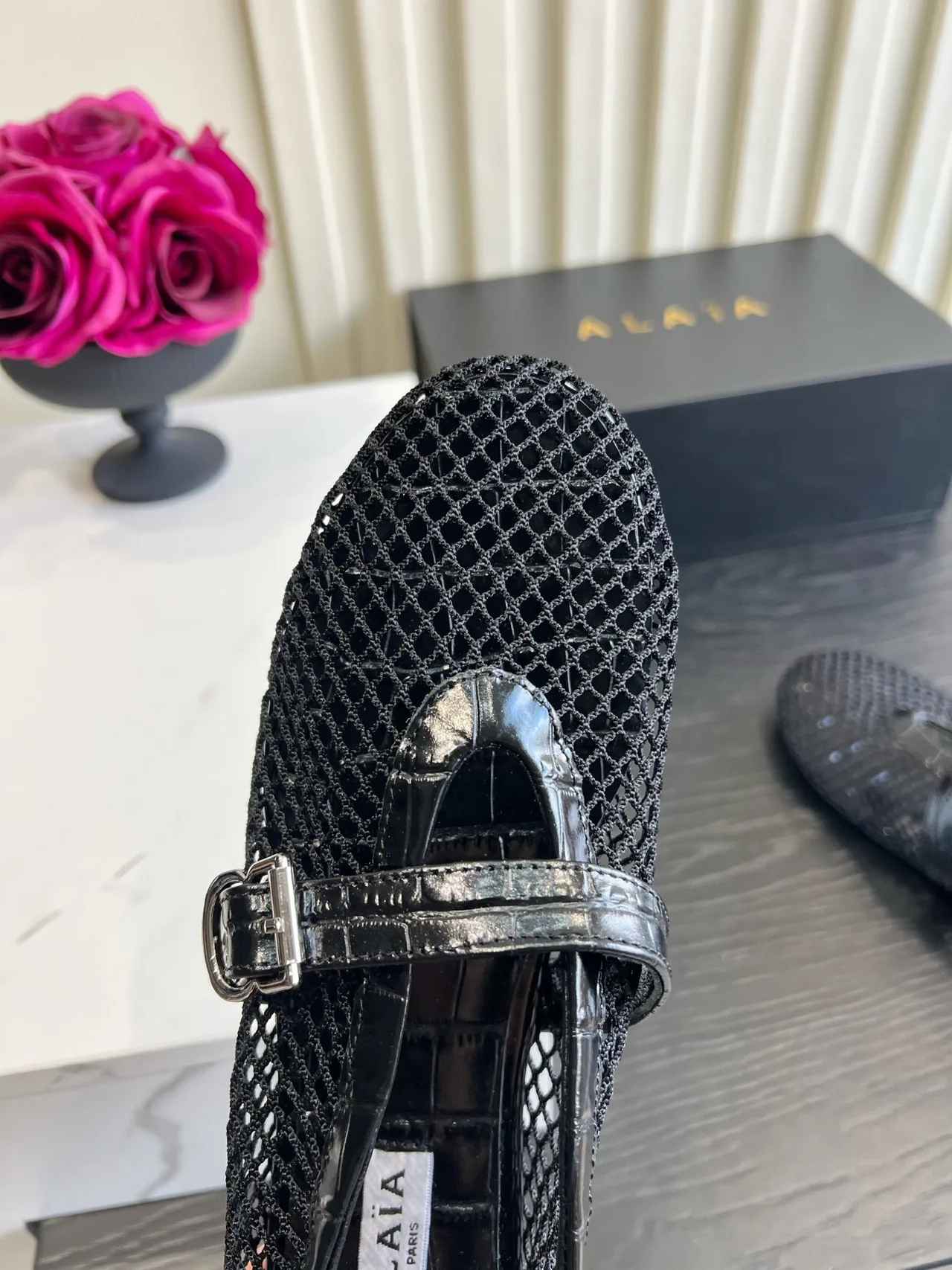 Alaia Sheepskin Ballet Flats in Black · view 6