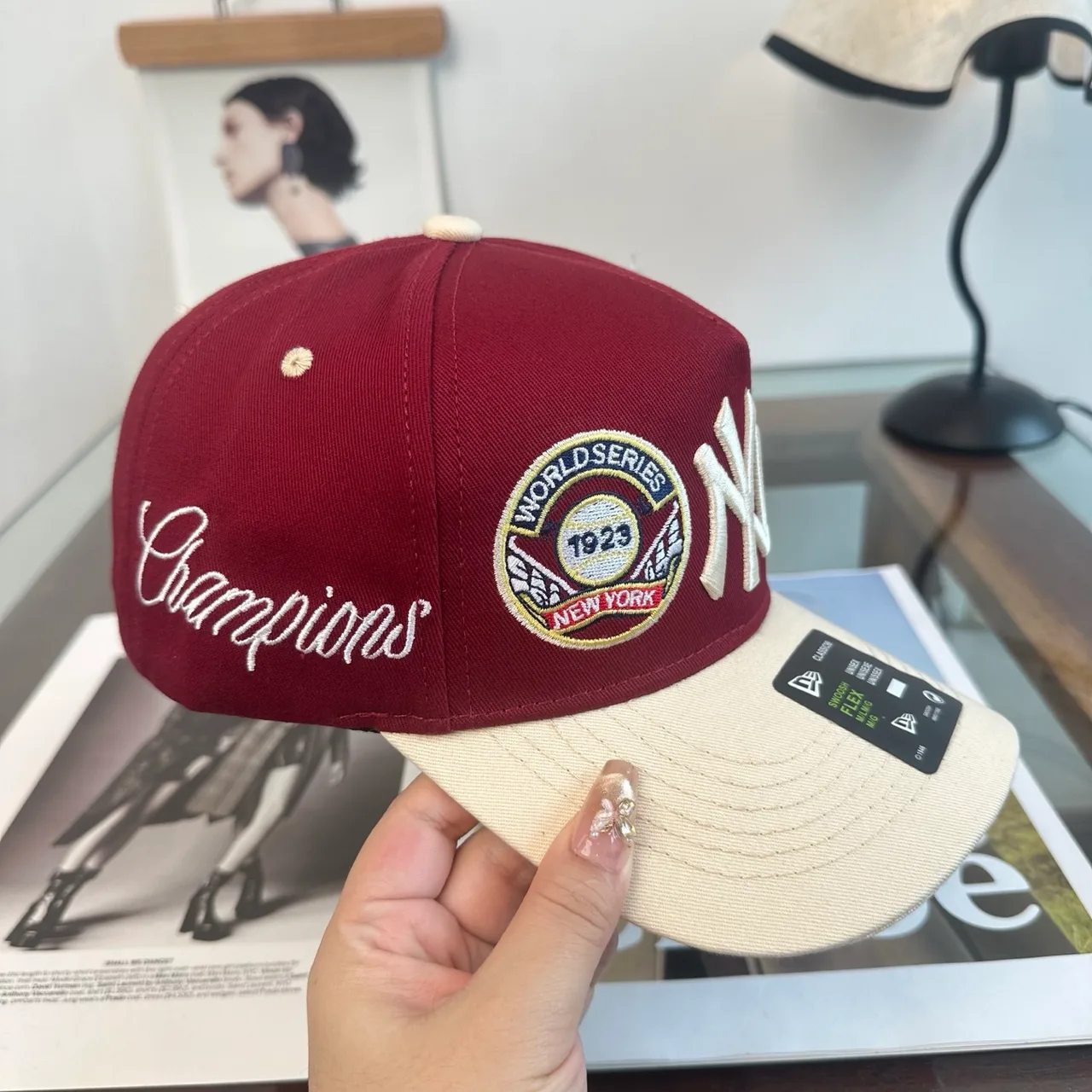 New Era Embroidered Baseball Cap in Burgundy · view 5