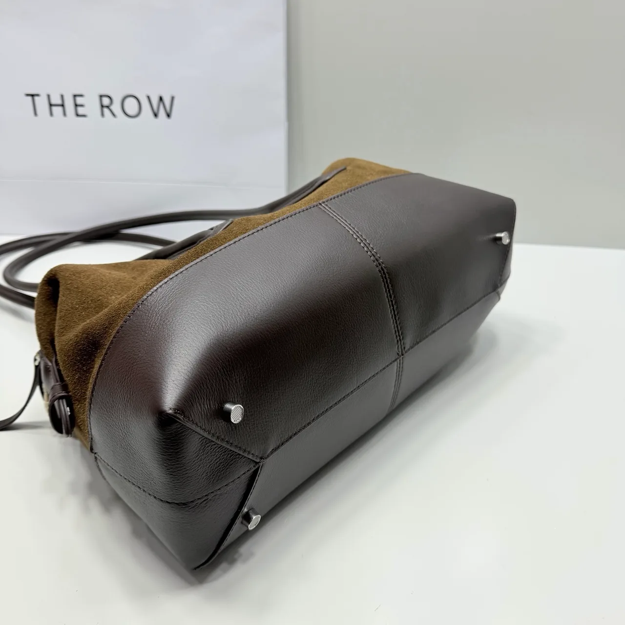 The Row Cowhide Suede Suede-Look Tote in Green · view 7