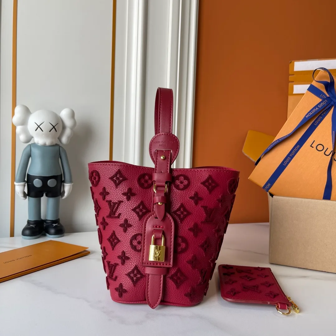 Louis Vuitton Cowhide Bucket Bag in Burgundy · view 4