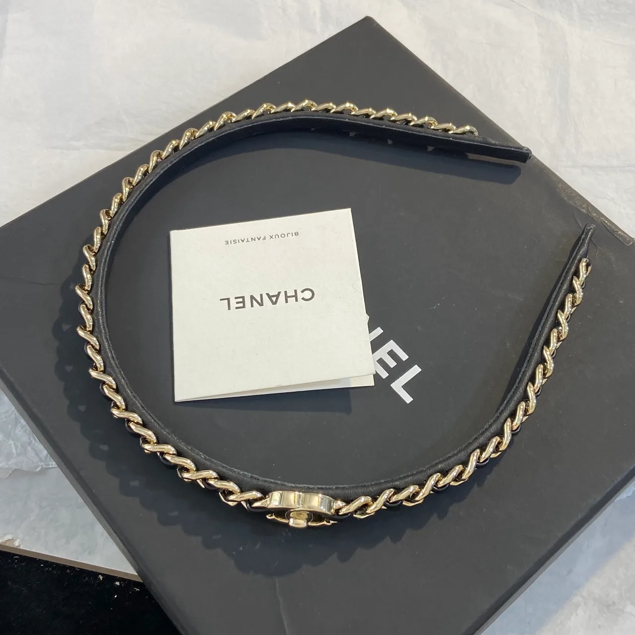 Chanel Lambskin Chain Headband in Black · view 4