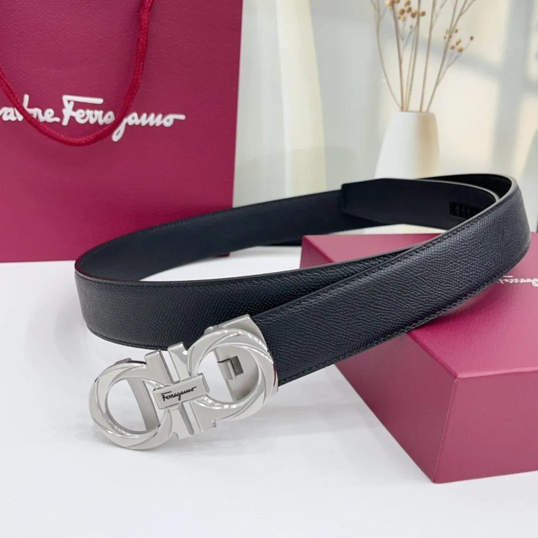 Ferragamo Calfskin Belt in Black · view 4