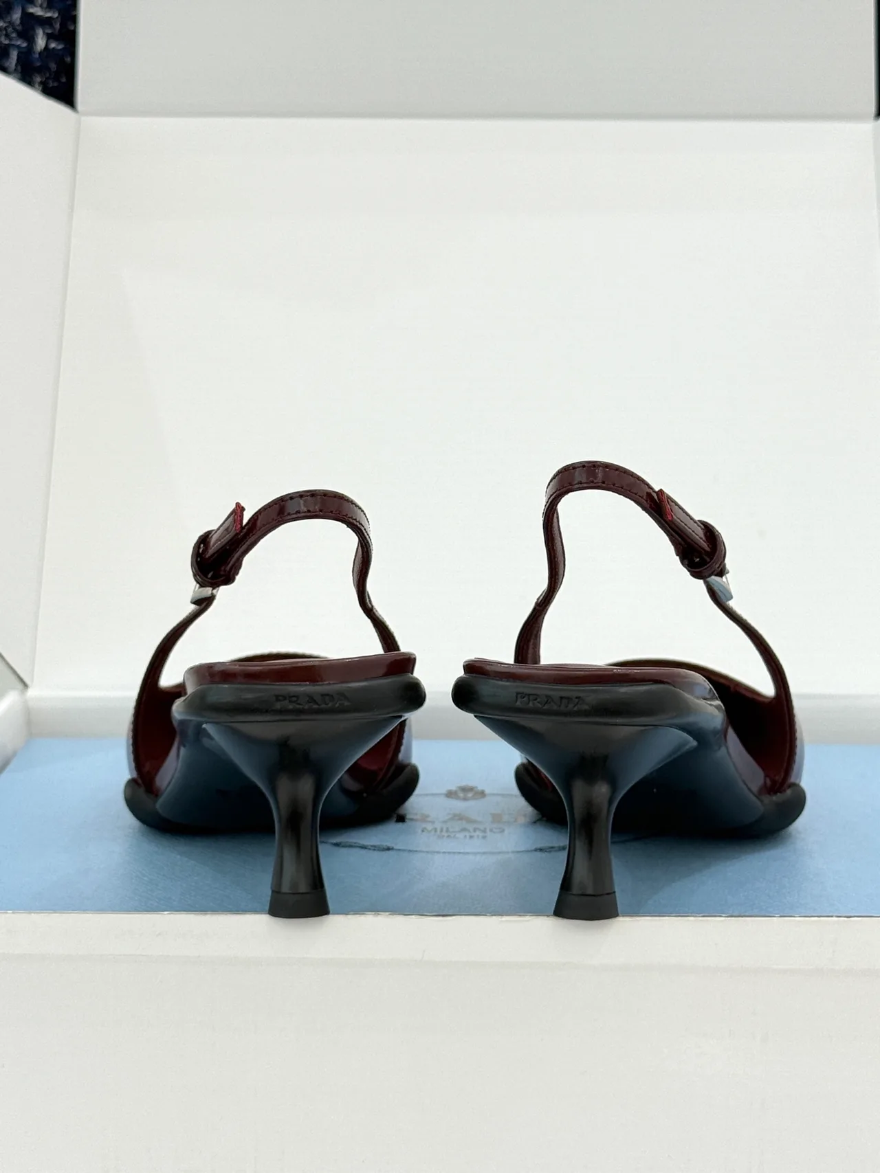 Prada Pointed Slingback Pumps in Burgundy · view 6