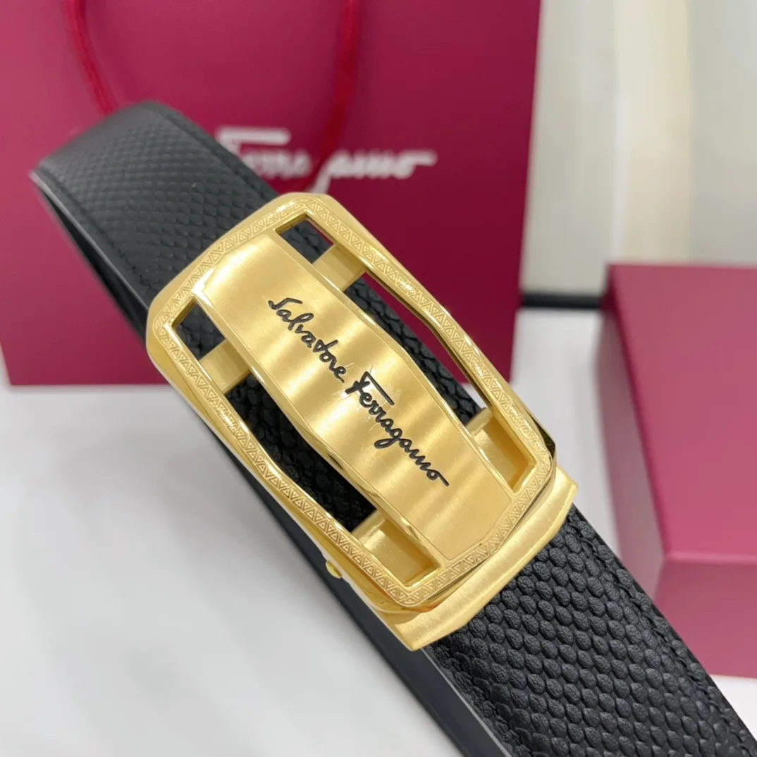 Ferragamo Calfskin Belt in Black · view 2