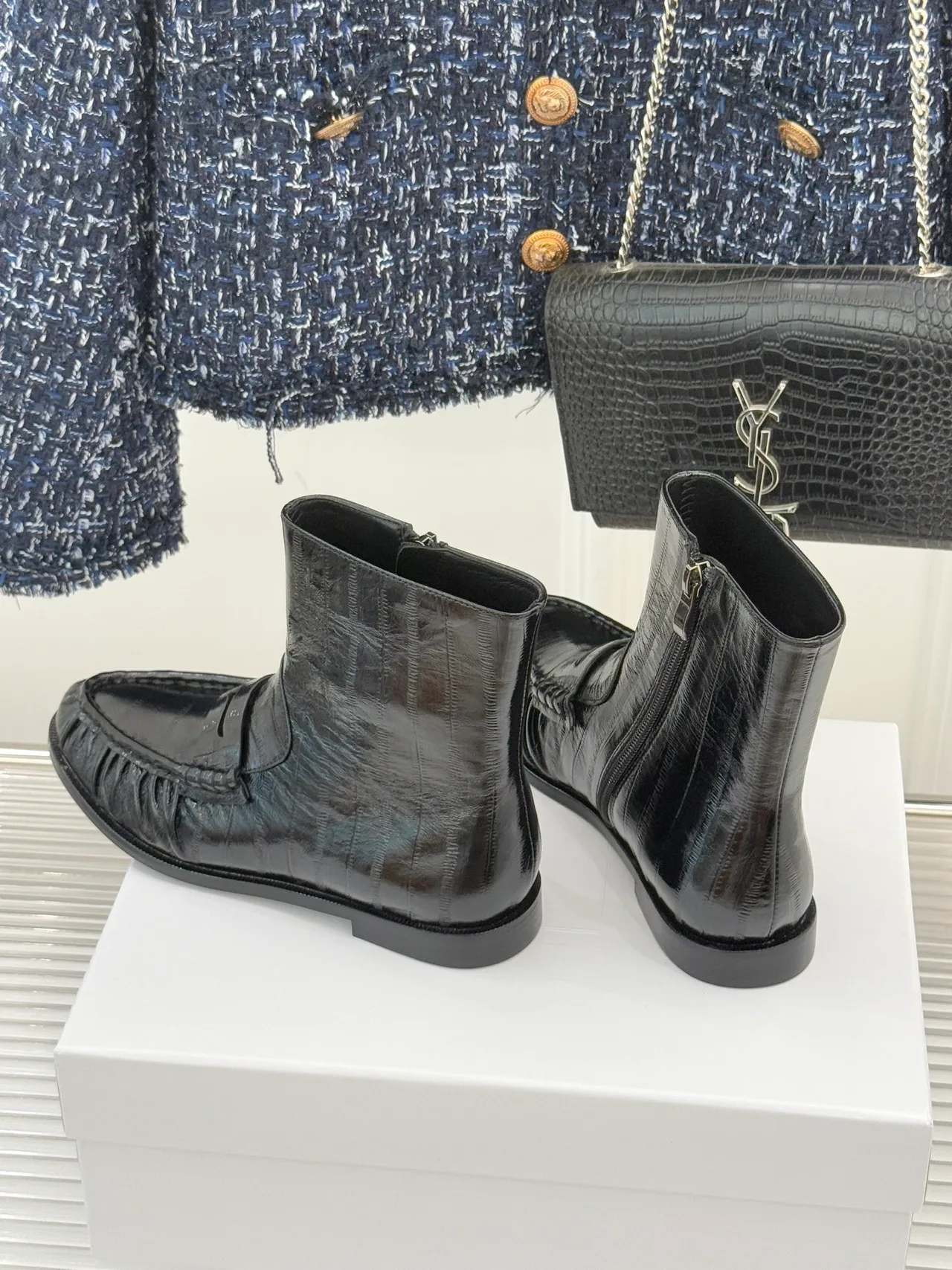 Saint Laurent Smooth Ankle Boots in Black · view 4