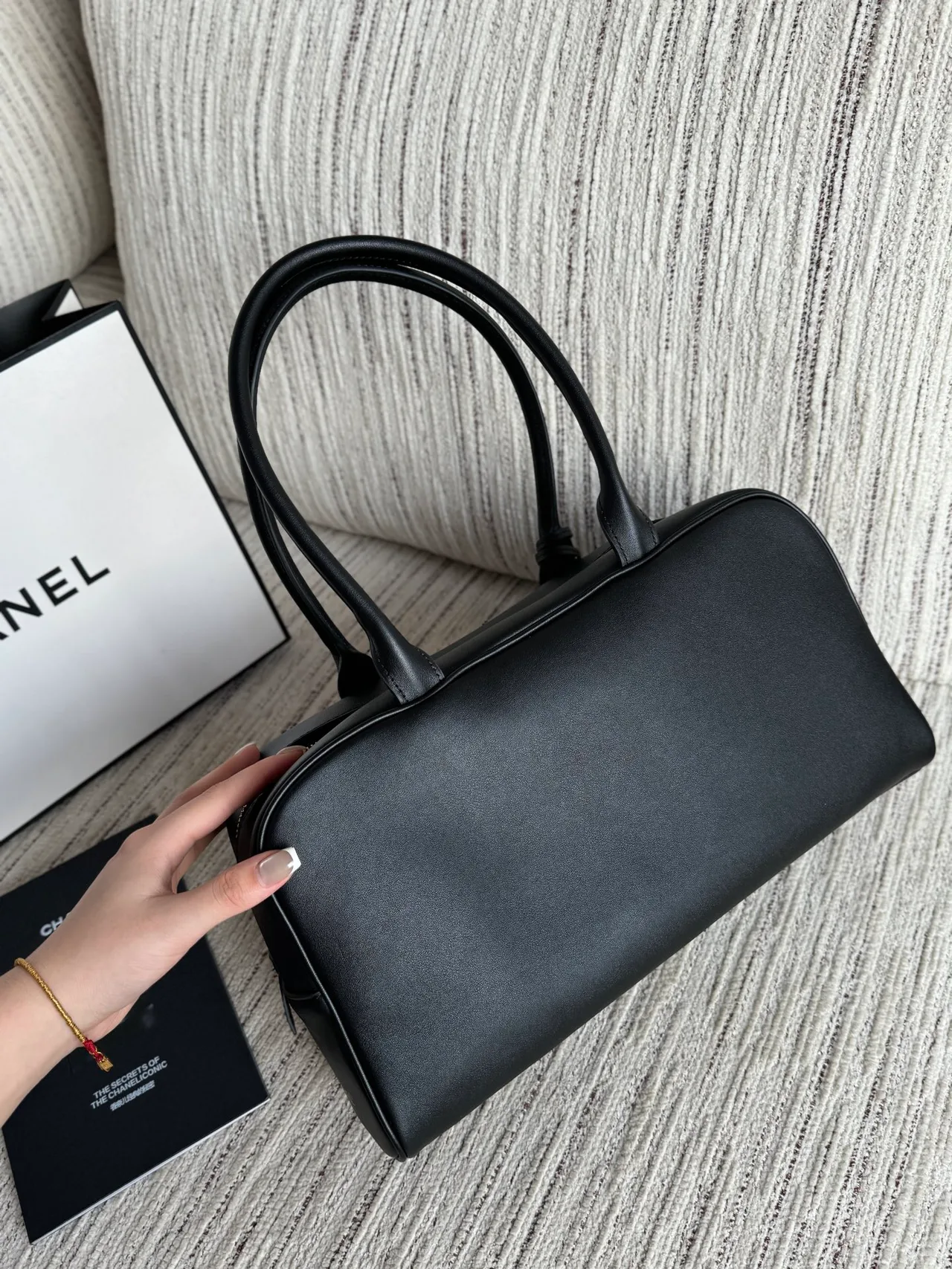 Chanel Glossy Top-Handle Bag in Black · view 3