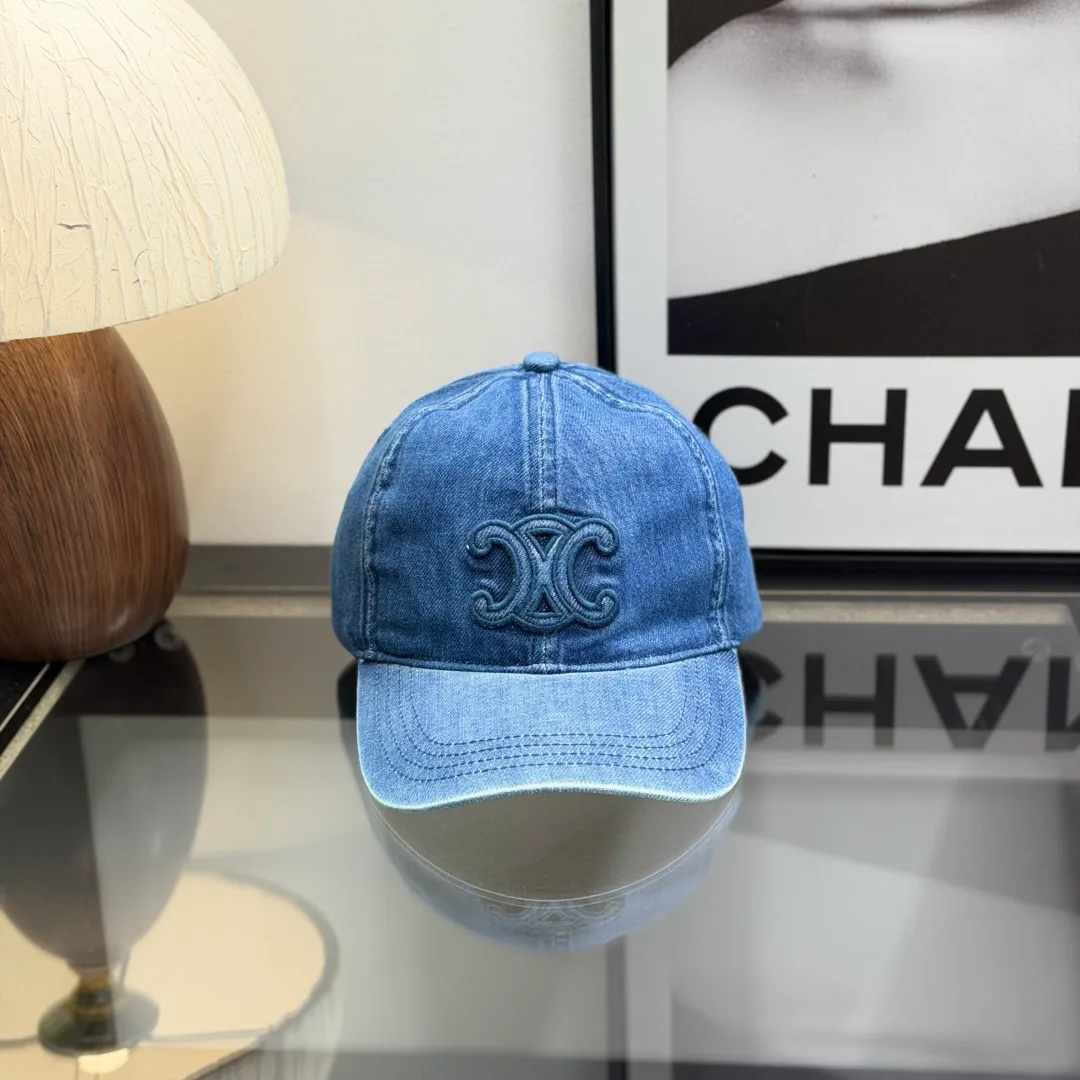 Celine Denim Baseball Cap in Blue & Grey · view 1