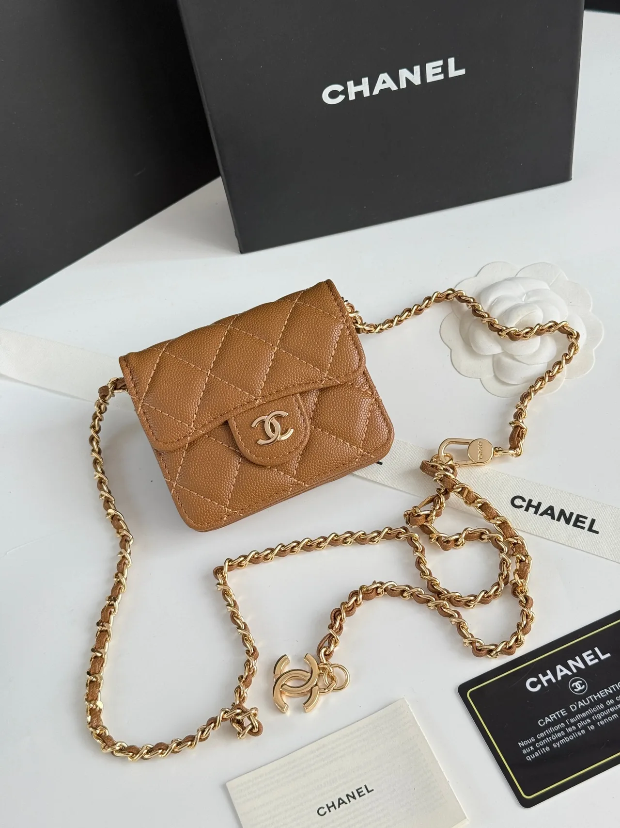 Chanel Quilted Wallet in Tan · view 2