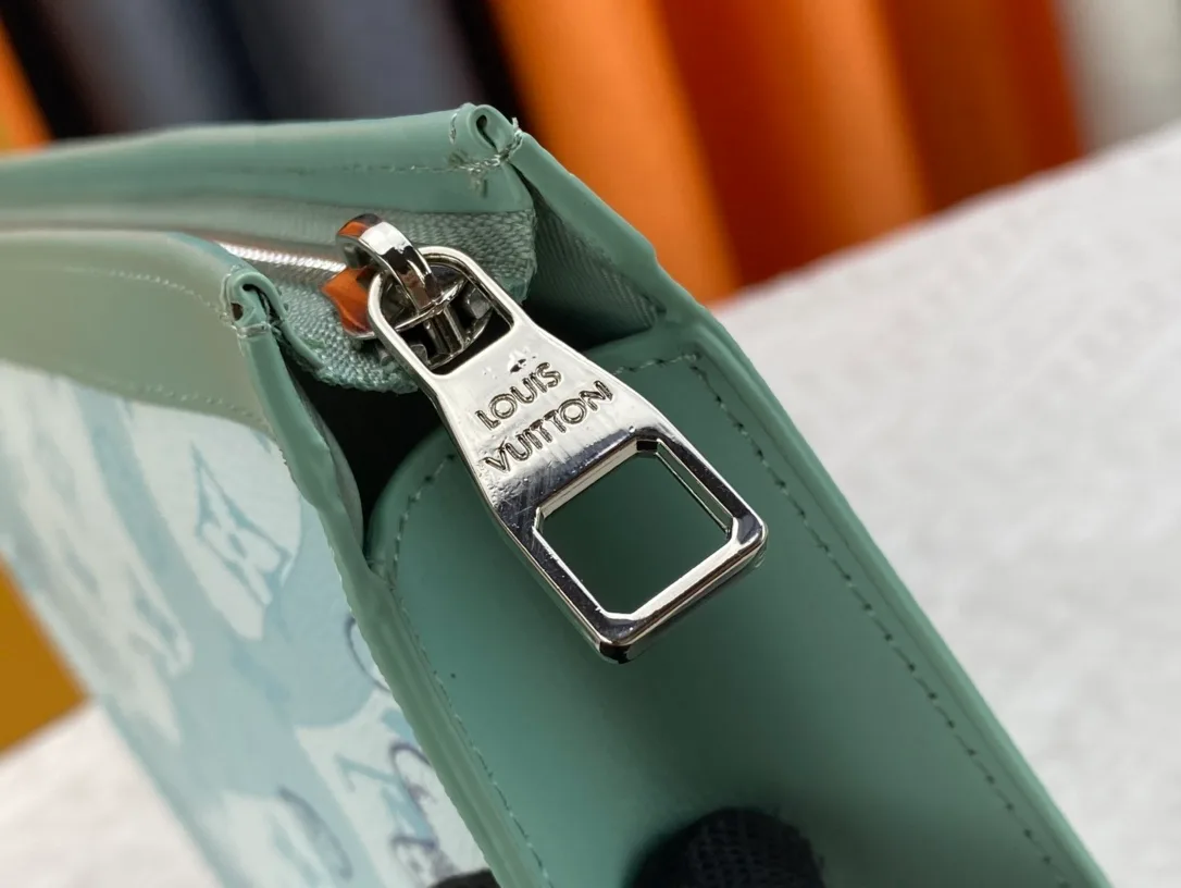 Louis Vuitton Cowhide Canvas Clutch in Green · view 6