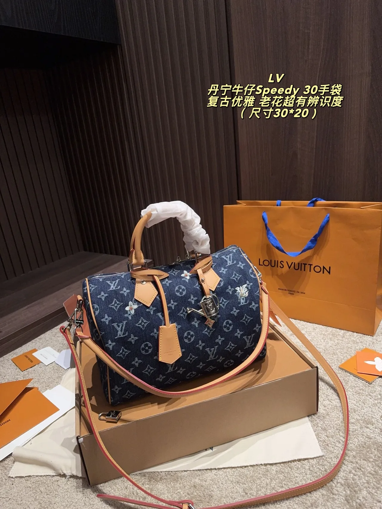 Louis Vuitton Denim Speedy 30 Handbag in Blue · view 1