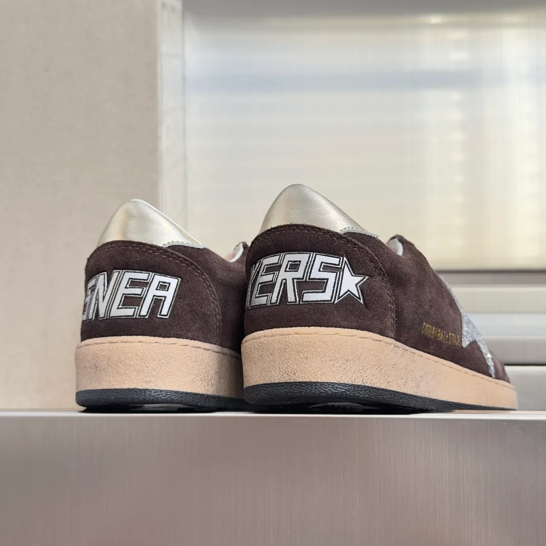 Golden Goose Cowhide Suede-Look Ball Star Sneakers in Brown · view 8