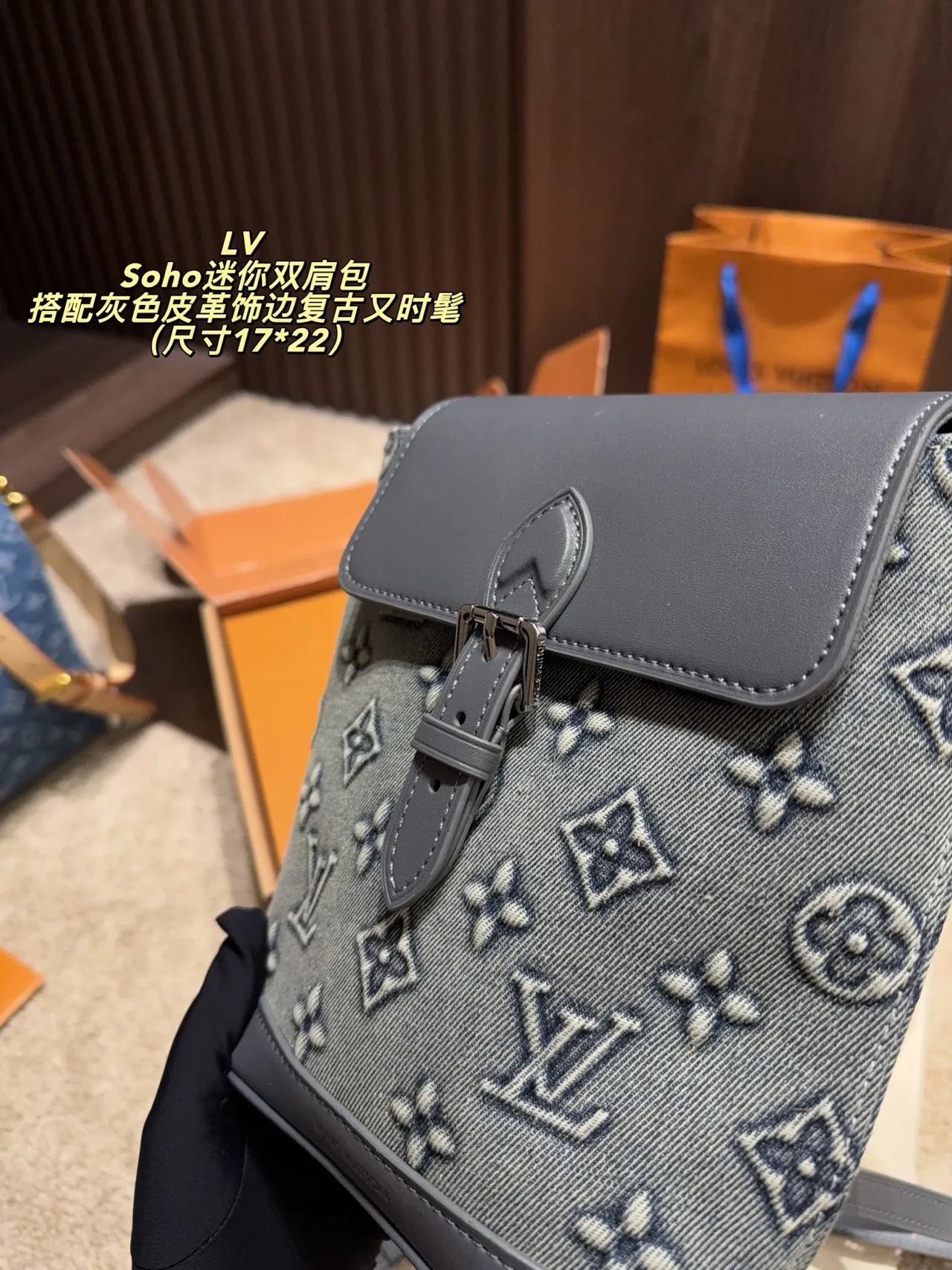 Louis Vuitton Cowhide Mini Backpack in Blue · view 9