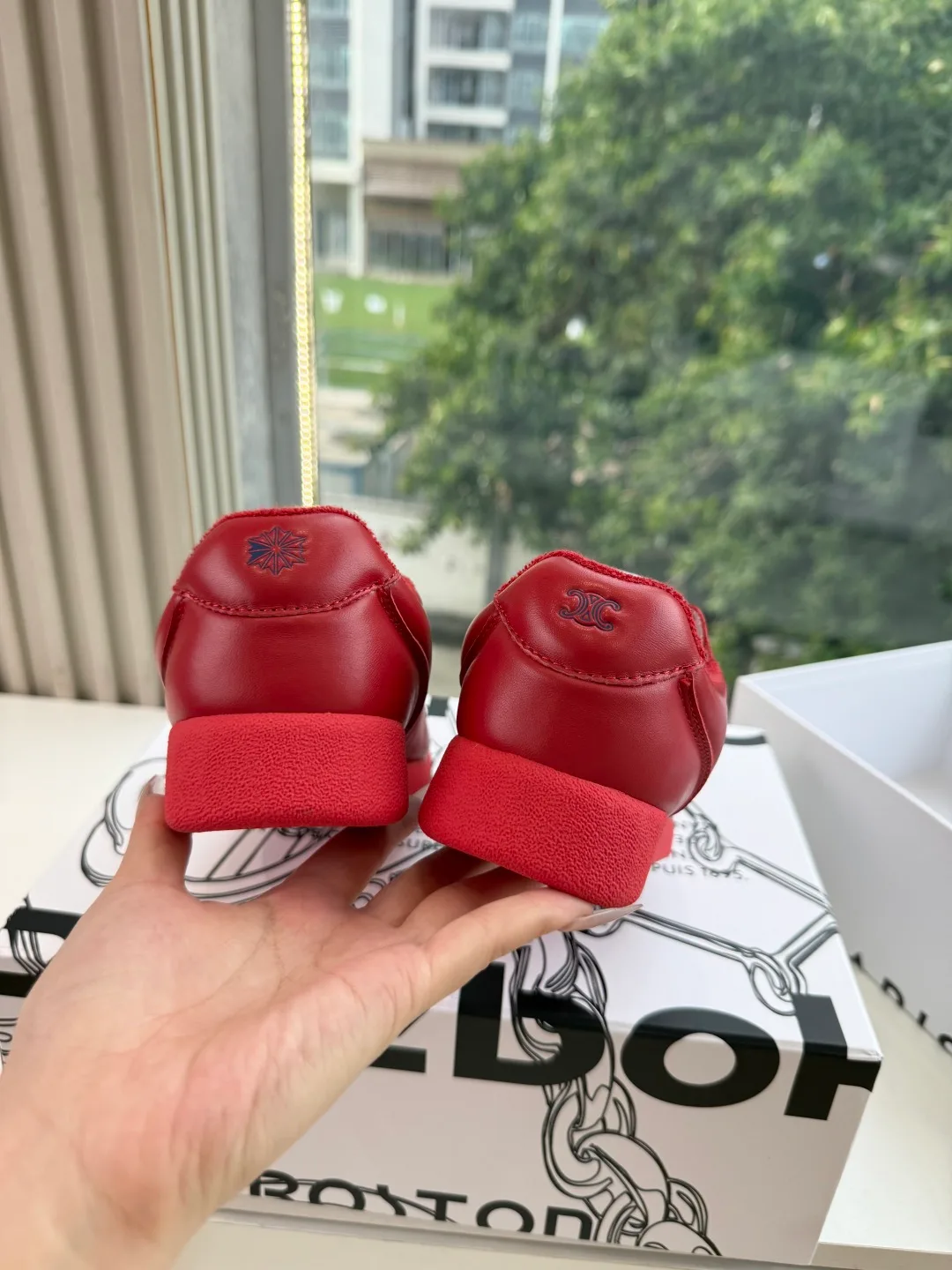 Celine Cowhide Smooth Sneakers in Red · view 7