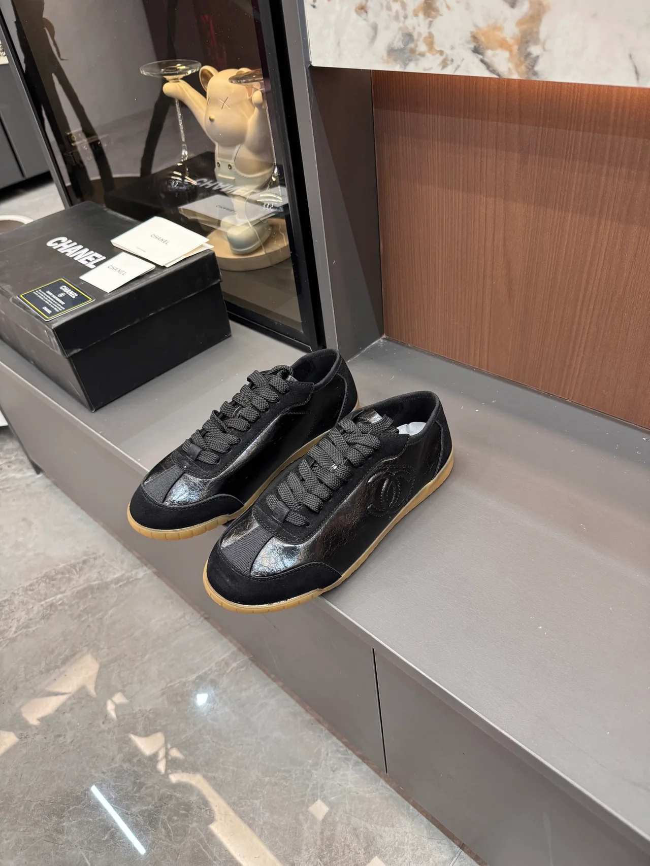 Chanel Cowhide Sneakers in Black · view 2