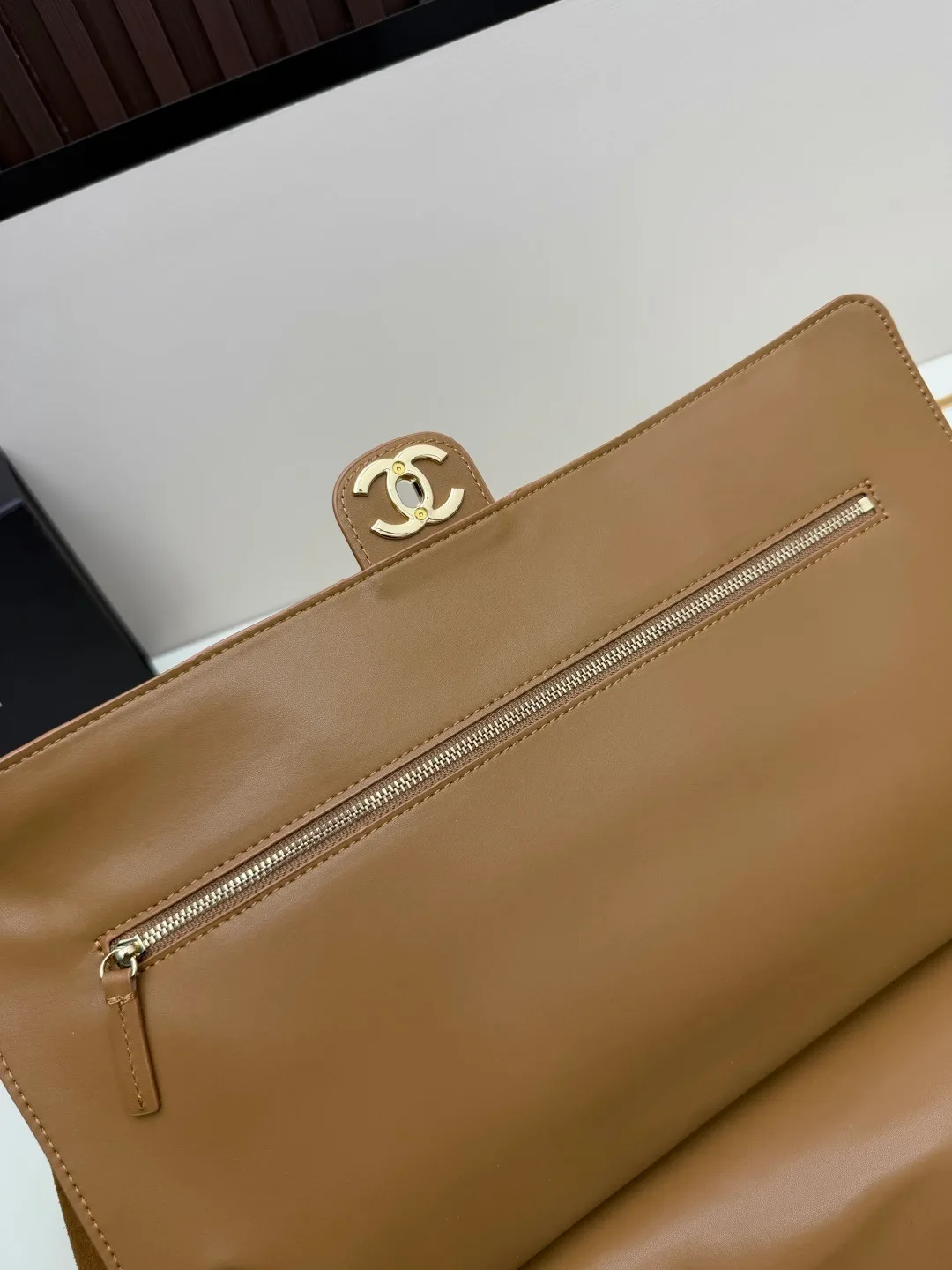 Chanel Suede Quilted Crossbody Bag in Tan · view 8