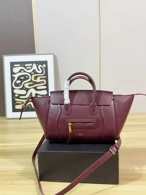 Celine Luggage Tote in Burgundy & Black & Beige & White & Tan · view 1