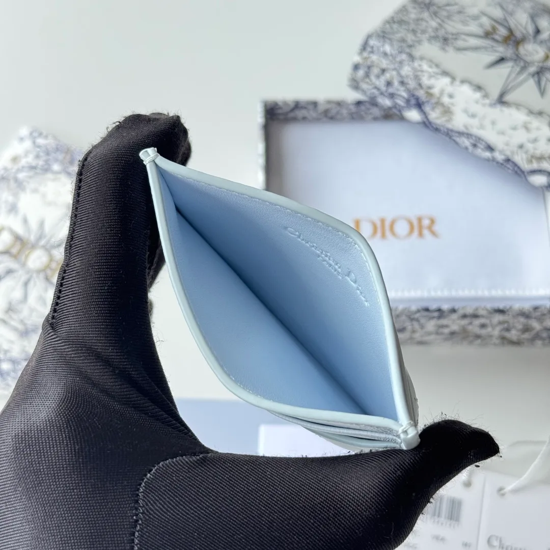 Dior Lambskin Quilted Cardholder in Blue · view 8