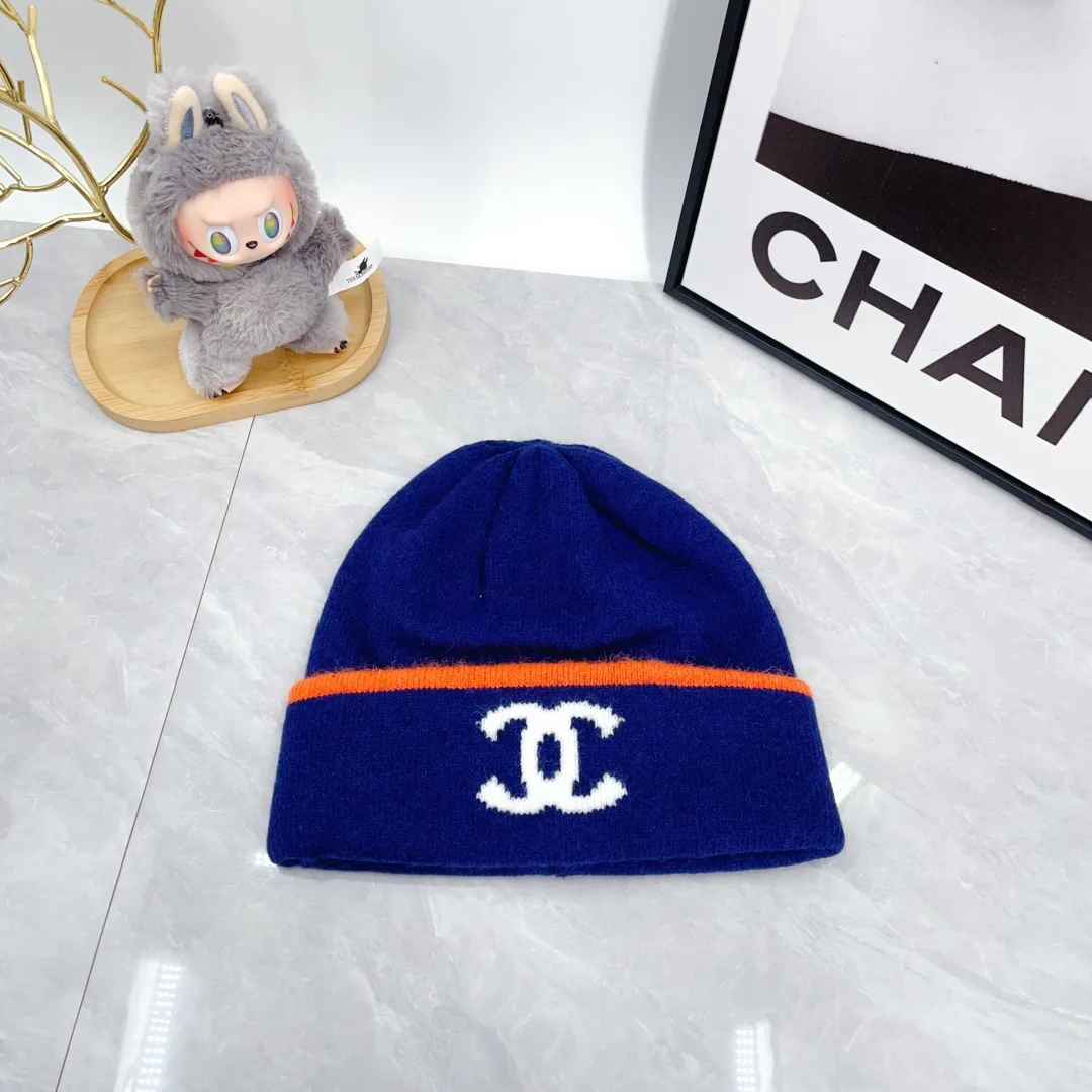 Chanel Ribbed Beanie in Blue · view 1