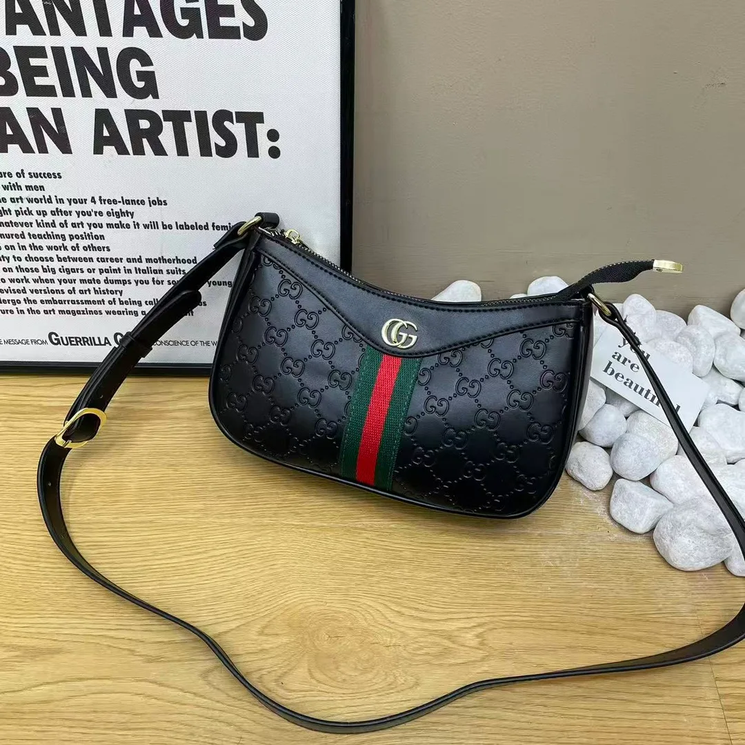 Gucci Web Shoulder Bag in Grey & Beige & Black · view 4