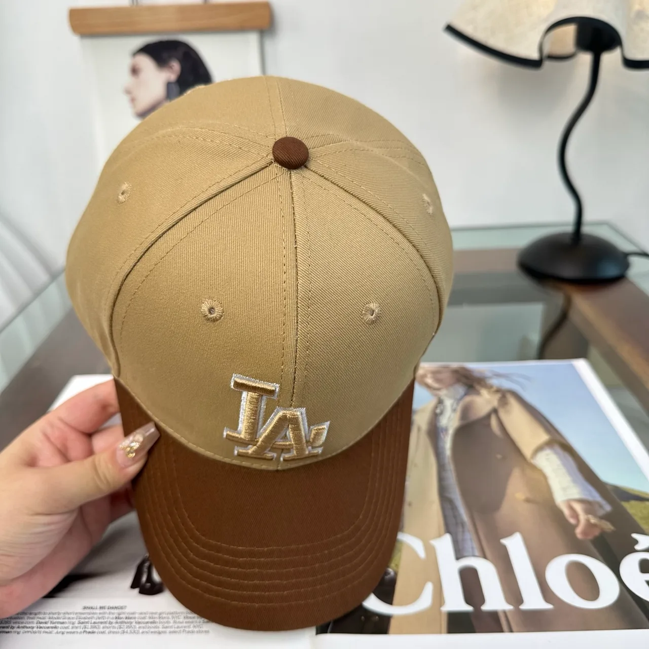 LA Letter Colorblock Baseball Cap in Brown · view 5