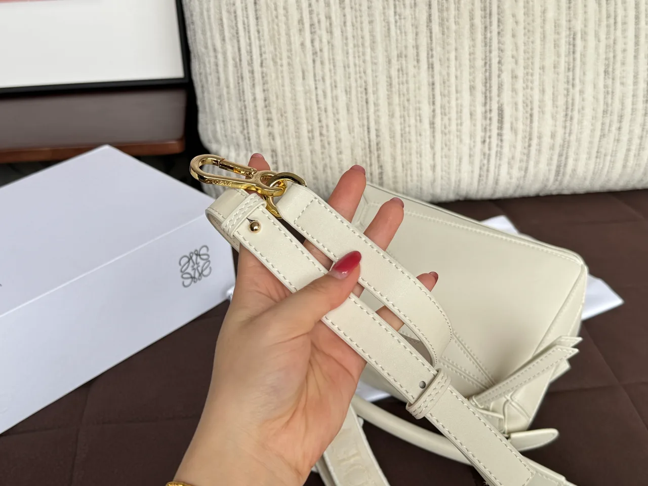 Loewe Puzzle Edge Geometric-Panel Crossbody Bag in Cream · view 5