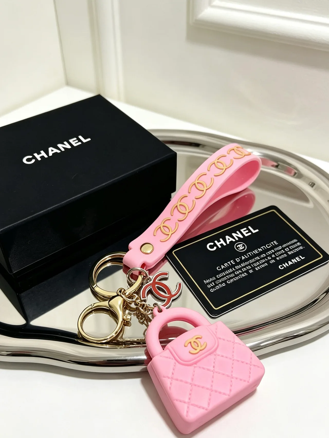 Chanel Mini Bag Keychain in Pink · view 2