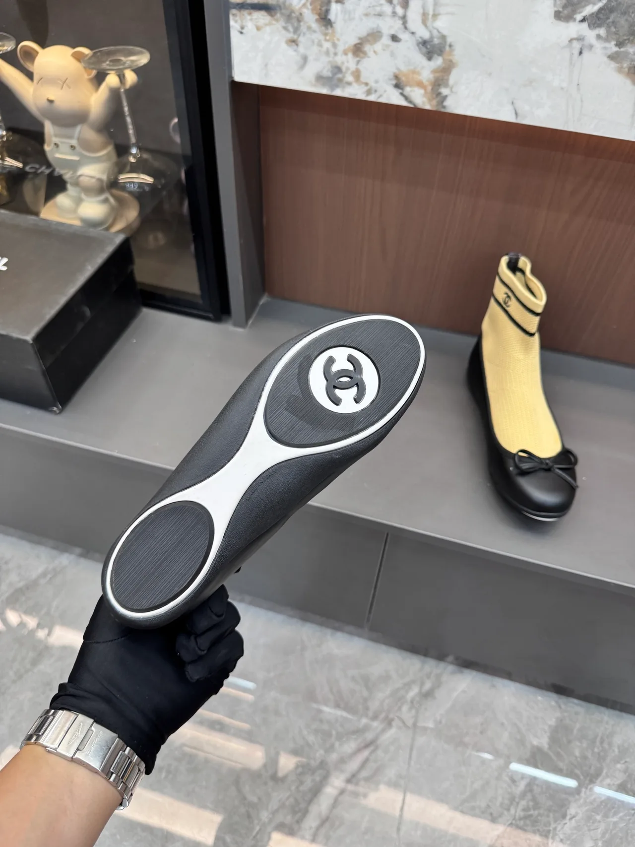 Chanel Sheepskin Sock Boots in Beige · view 8