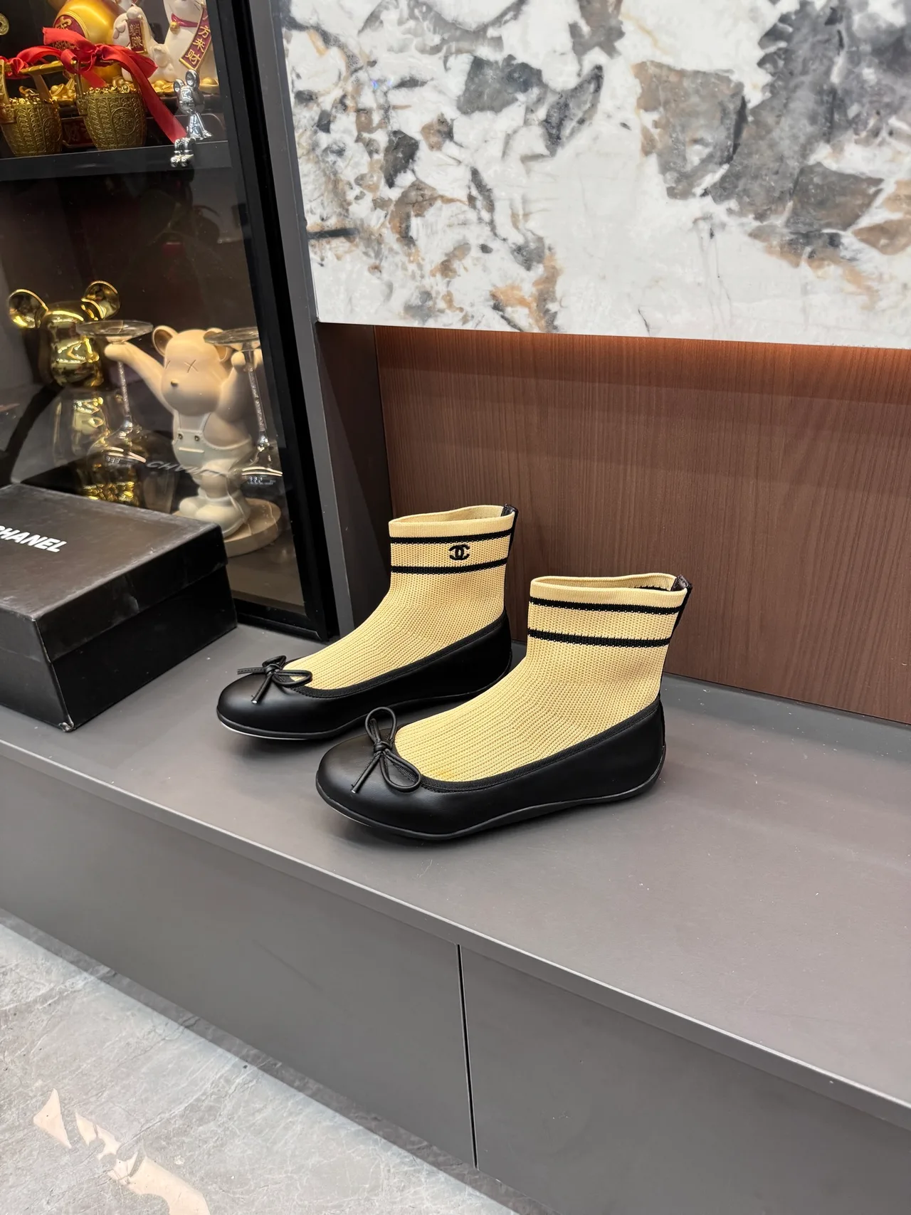 Chanel Sheepskin Sock Boots in Beige · view 6