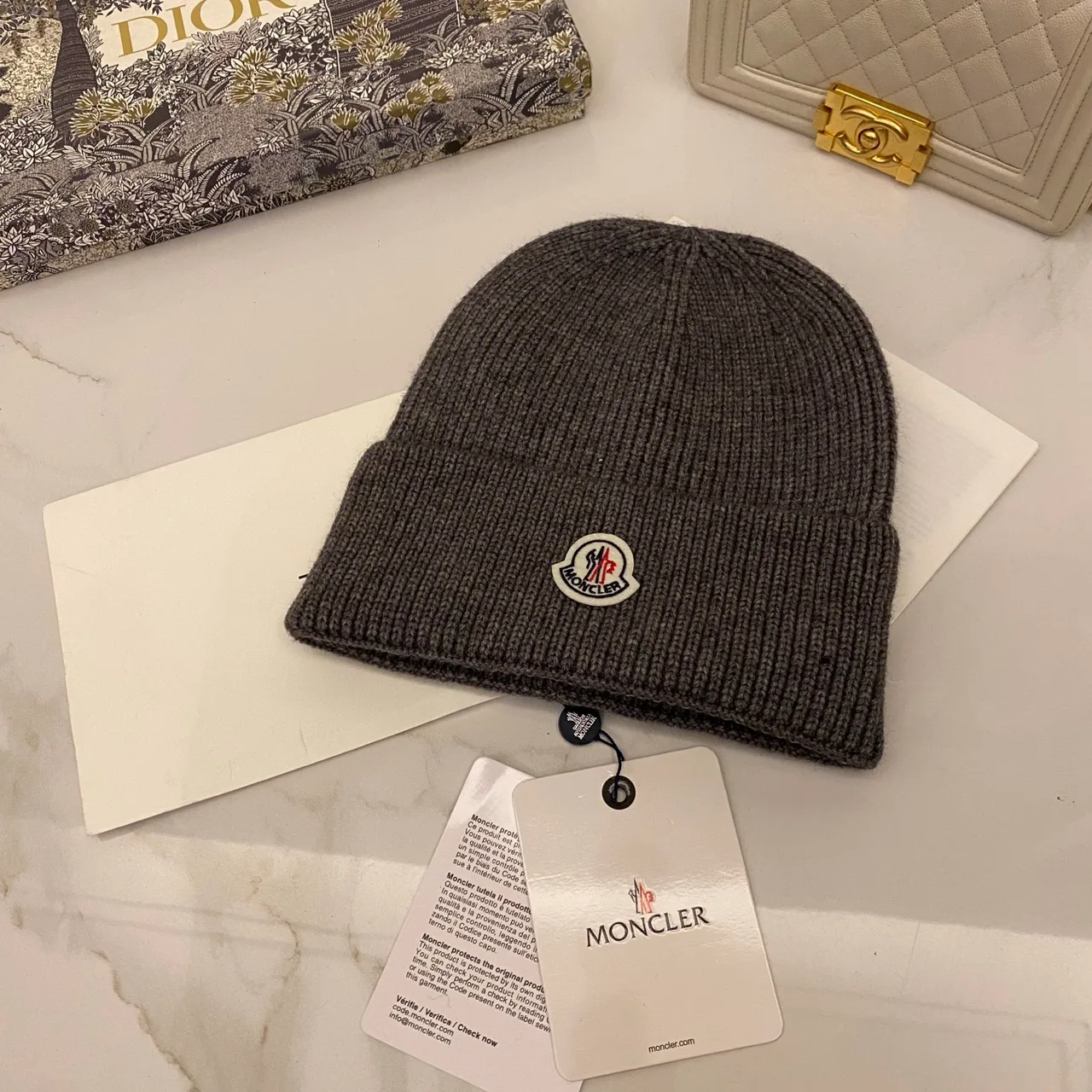 Moncler Beanie in Black & White & Tan & Grey & Red & Blue & Yellow & Orange & Pink & Cream · view 4